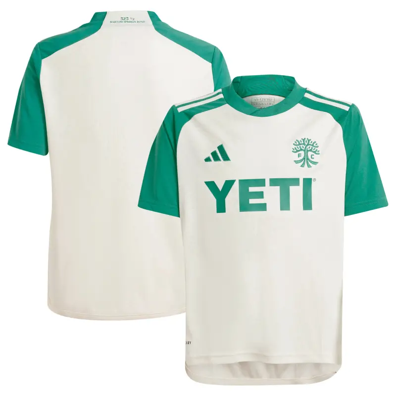 youth austin fc adidas tan 2024 the armadillo kit replica jersey