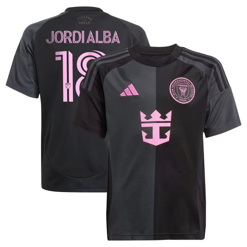 youth inter miami cf jordi alba ramos adidas black 2025 the fortitude kit replica player jersey