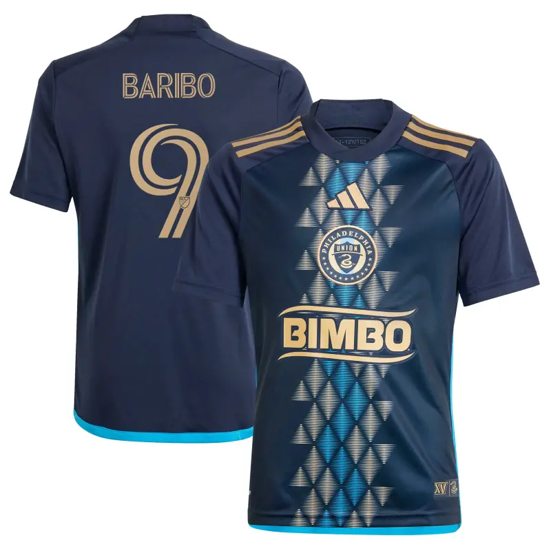 youth philadelphia union tai baribo adidas navy 2024 the xv kit replica player jersey