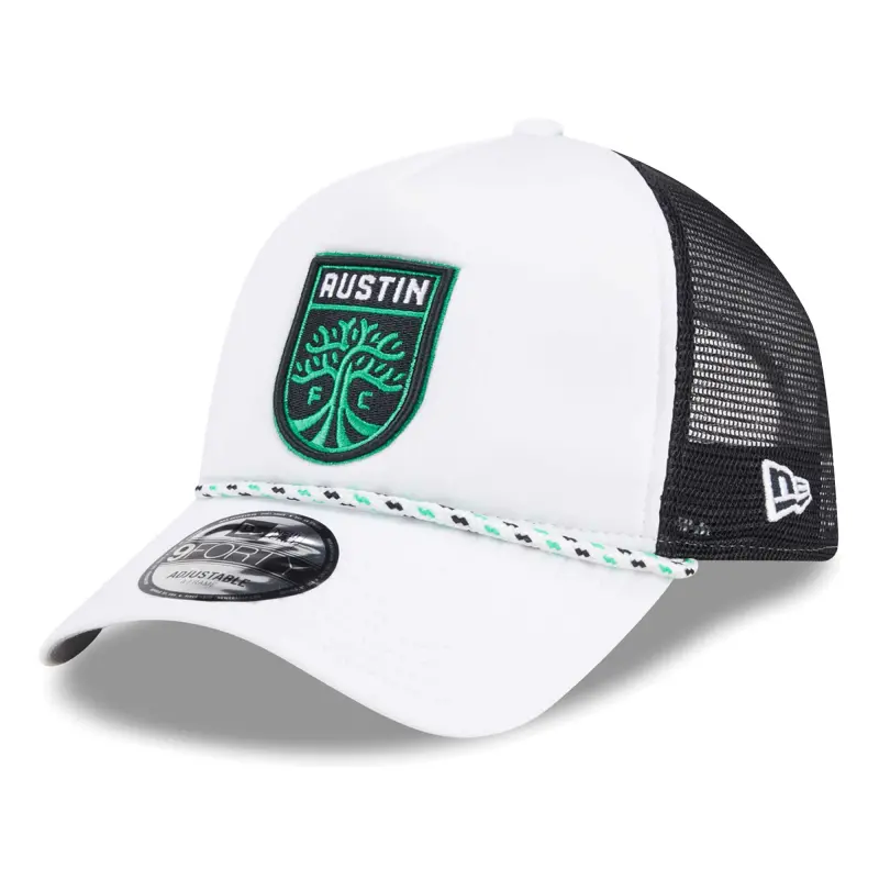 men8217s austin fc new era whiteblack court sport foam a-frame 9forty adjustable trucker hat