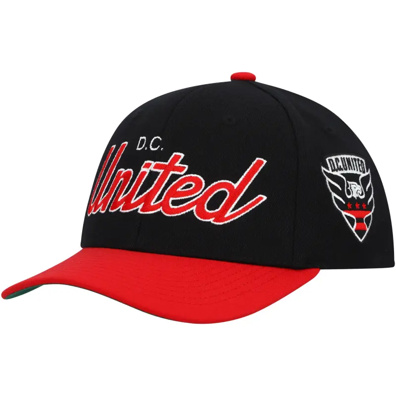men8217s d.c. united mitchell amp ness black team script 2.0 stretch snapback hat