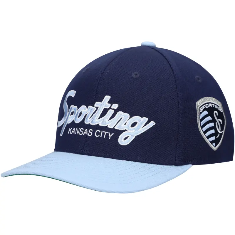 men8217s sporting kansas city mitchell amp ness navy team script 2.0 stretch snapback hat