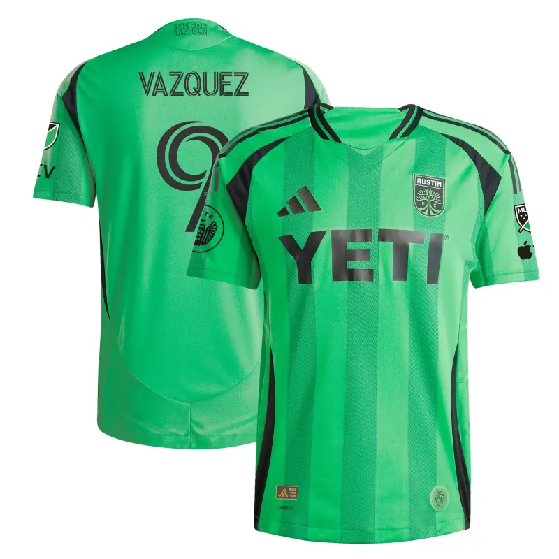 men8217s austin fc brandon vazquez adidas green 2025 the heartbeat kit authentic player jersey