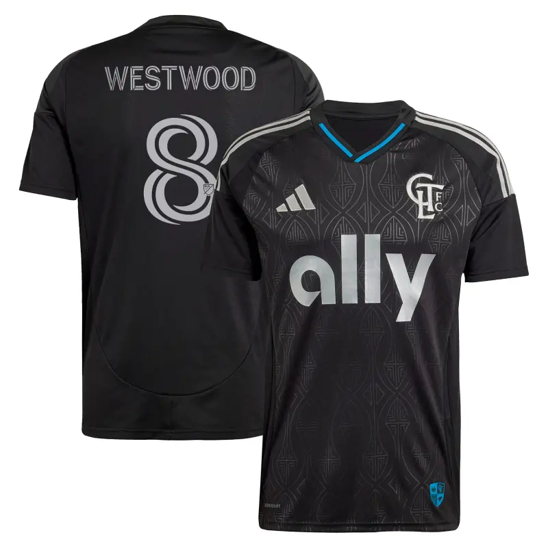 men8217s charlotte fc ashley westwood adidas black 2025 fortress kit replica player jersey