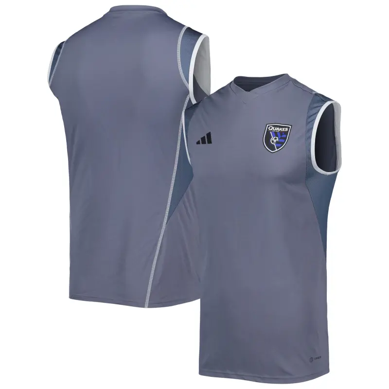 men8217s san jose earthquakes adidas gray 2023 on-field sleeveless training jersey