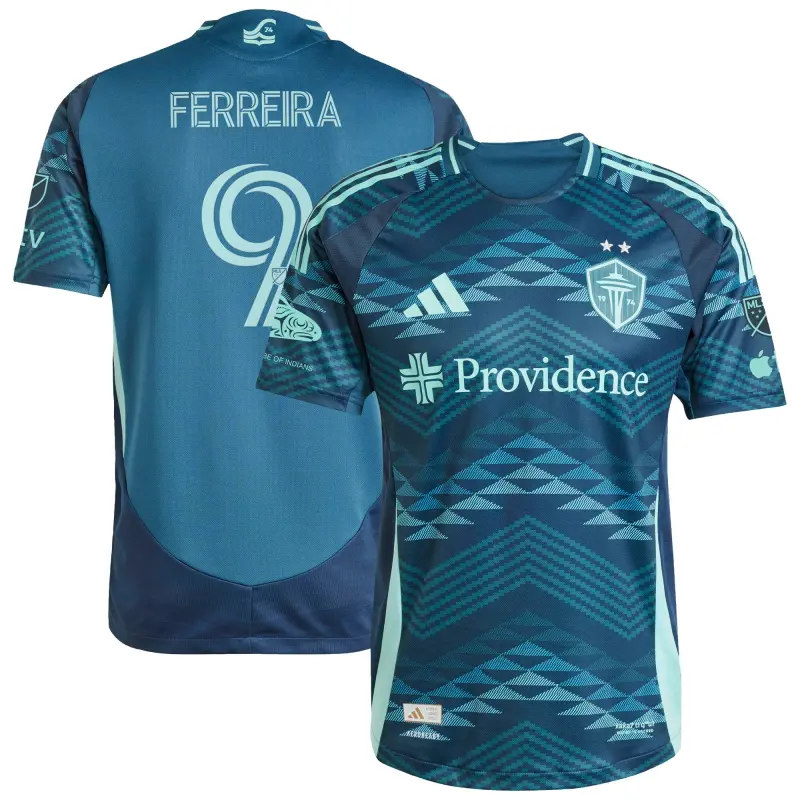 men8217s seattle sounders fc jesus ferreira adidas blue 2025 the salish sea kit authentic player jersey